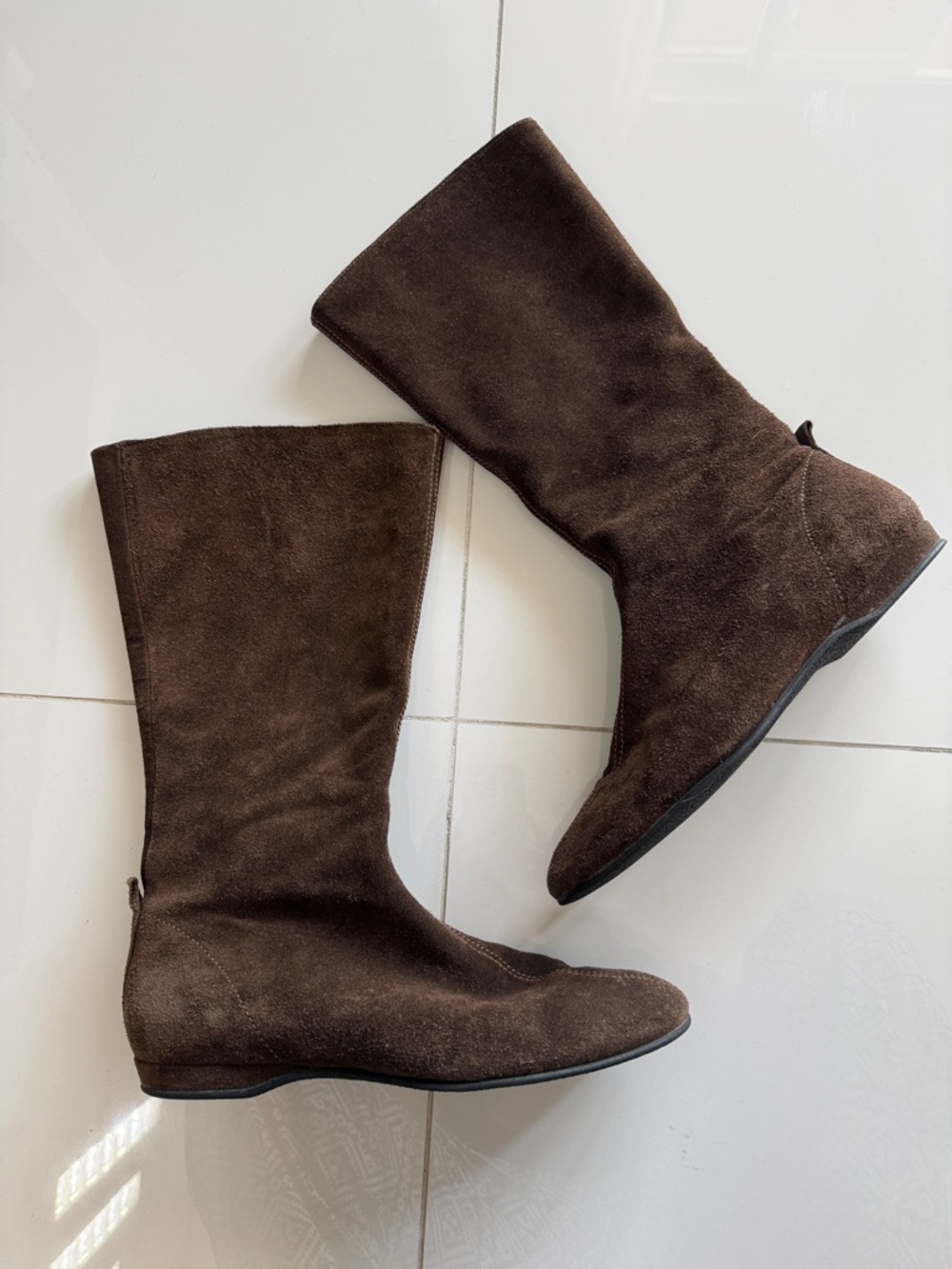 Boden Brown Suede Mid-Calf Flat Boots EU40 US 8.5